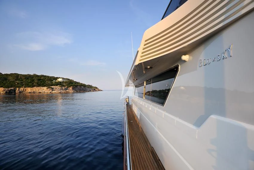 a boat on the water aboard BLU SKY Yacht for Sale