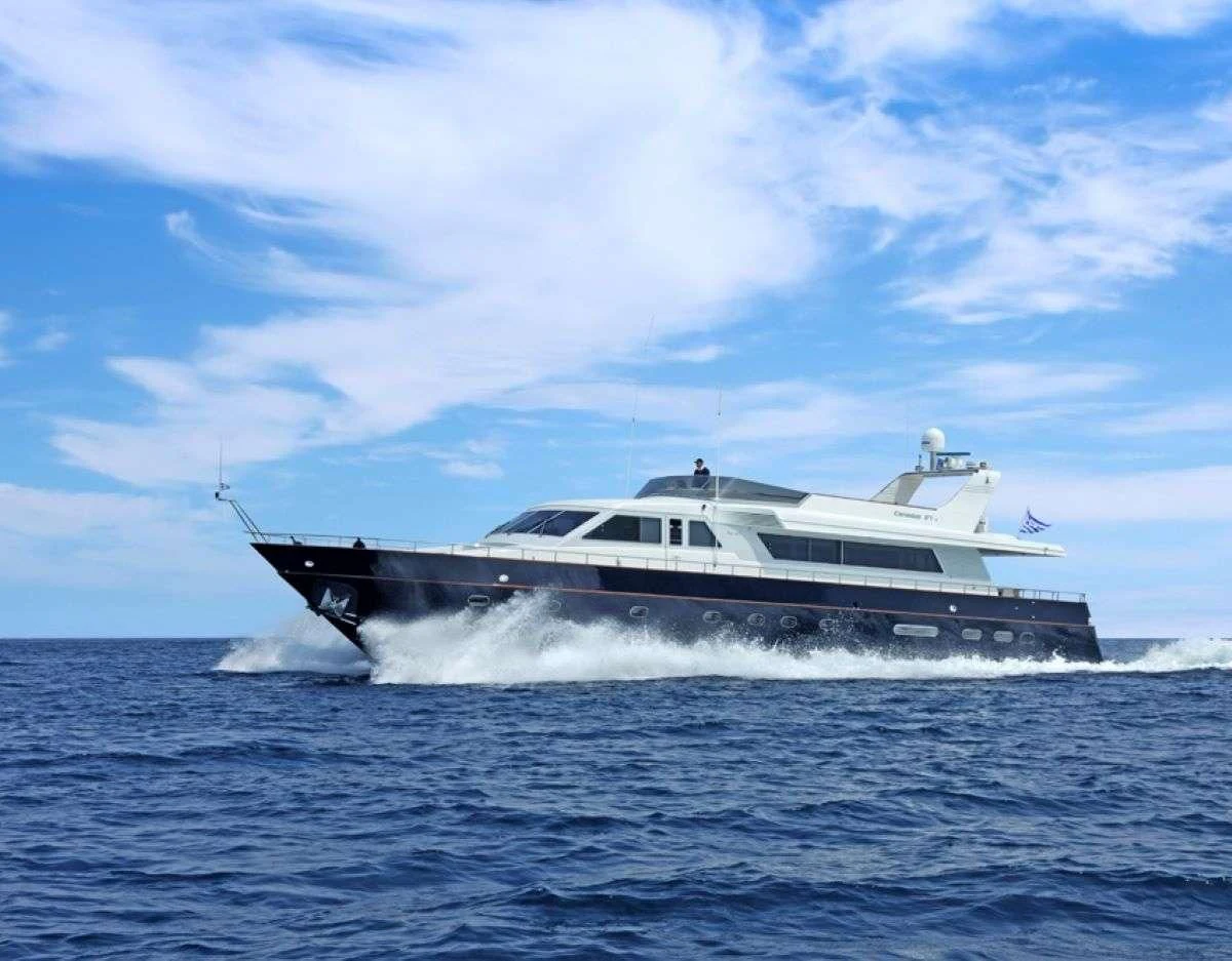 a boat in the water aboard BLU SKY Yacht for Sale