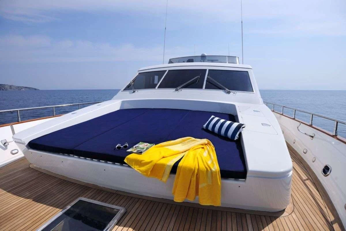 a boat on a deck aboard BLU SKY Yacht for Sale