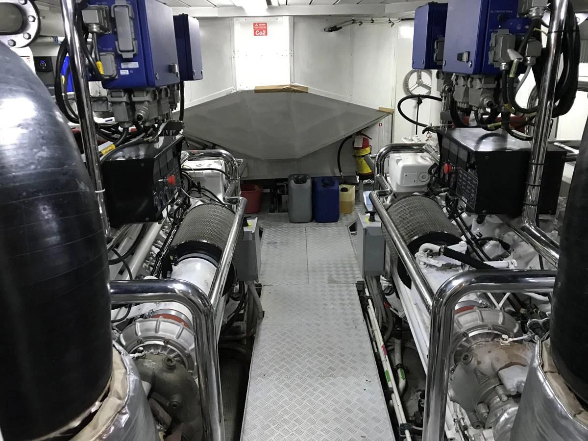 a room full of machinery aboard AERBIN Yacht for Sale