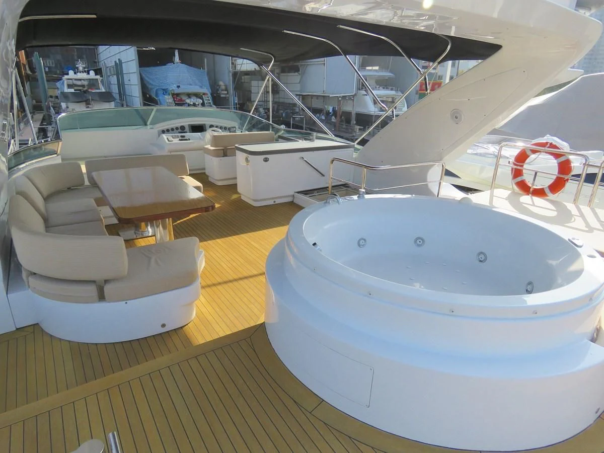 a room with a large white pool aboard AERBIN Yacht for Sale