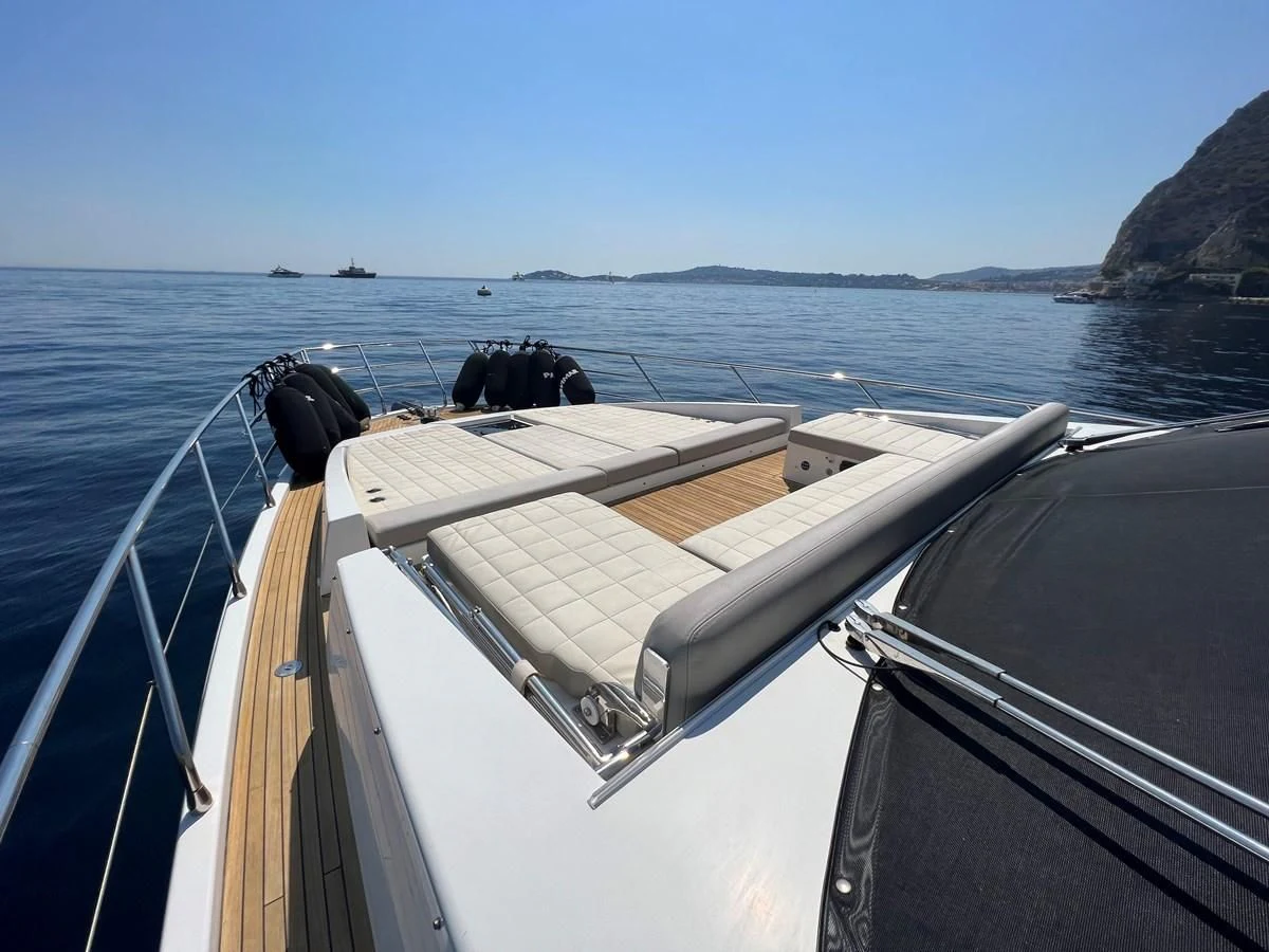 a boat with a cow on the front aboard PAVIMAR II Yacht for Sale