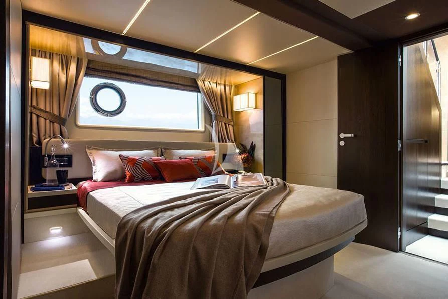 a hotel room with a bed aboard PAVIMAR II Yacht for Sale