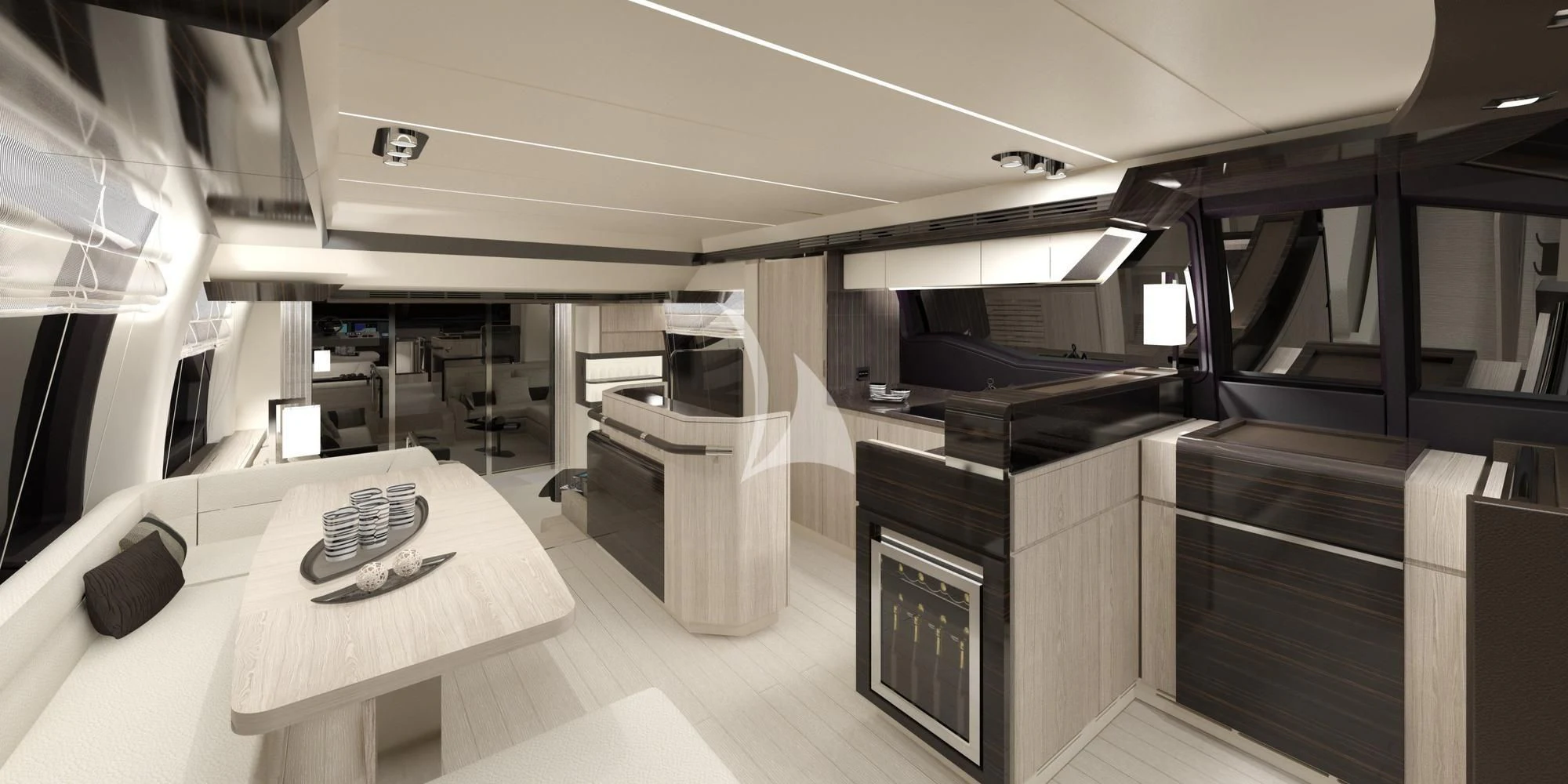 a room with a desk and computer aboard PAVIMAR II Yacht for Sale