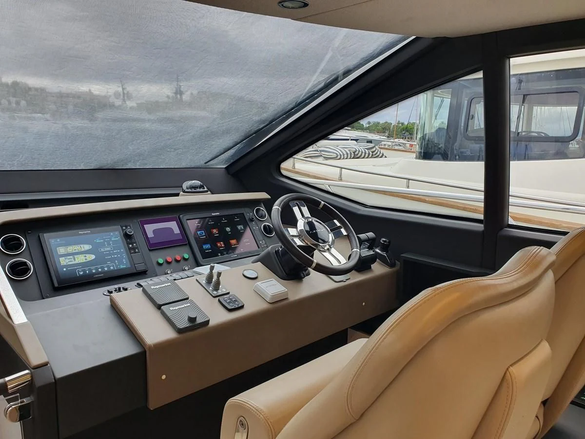 inside of a car aboard PAVIMAR II Yacht for Sale