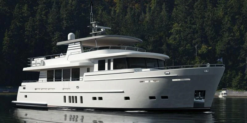 a white yacht on a lake aboard SEAWOLF Yacht for Sale