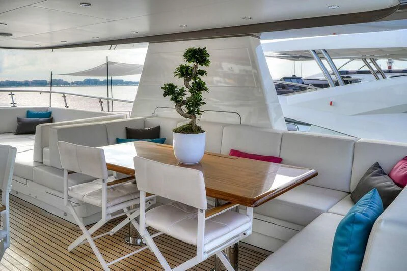 a room with a table and chairs aboard SEAWOLF Yacht for Sale