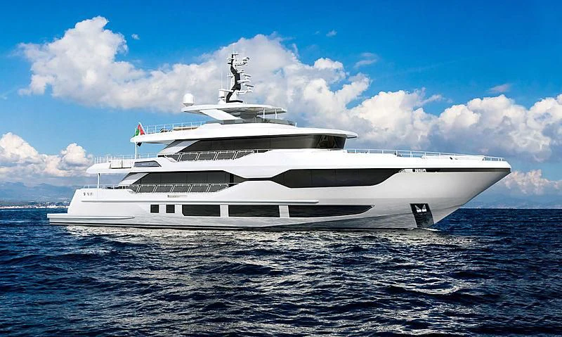 a large white yacht aboard MAJESTY 120 HULL 5 Yacht for Sale
