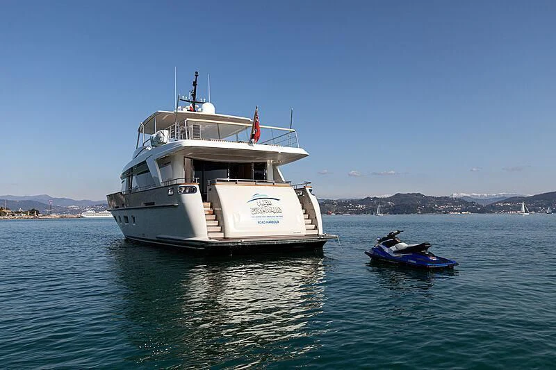 a boat on the water aboard THE UNIFIER KING ABDULAZIZ THE FIRST Yacht for Sale