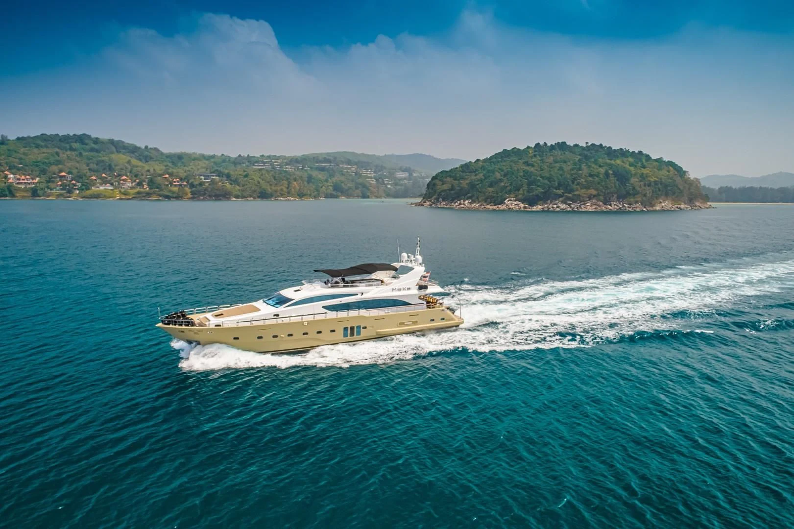 a boat on the water aboard MIA KAI Yacht for Charter