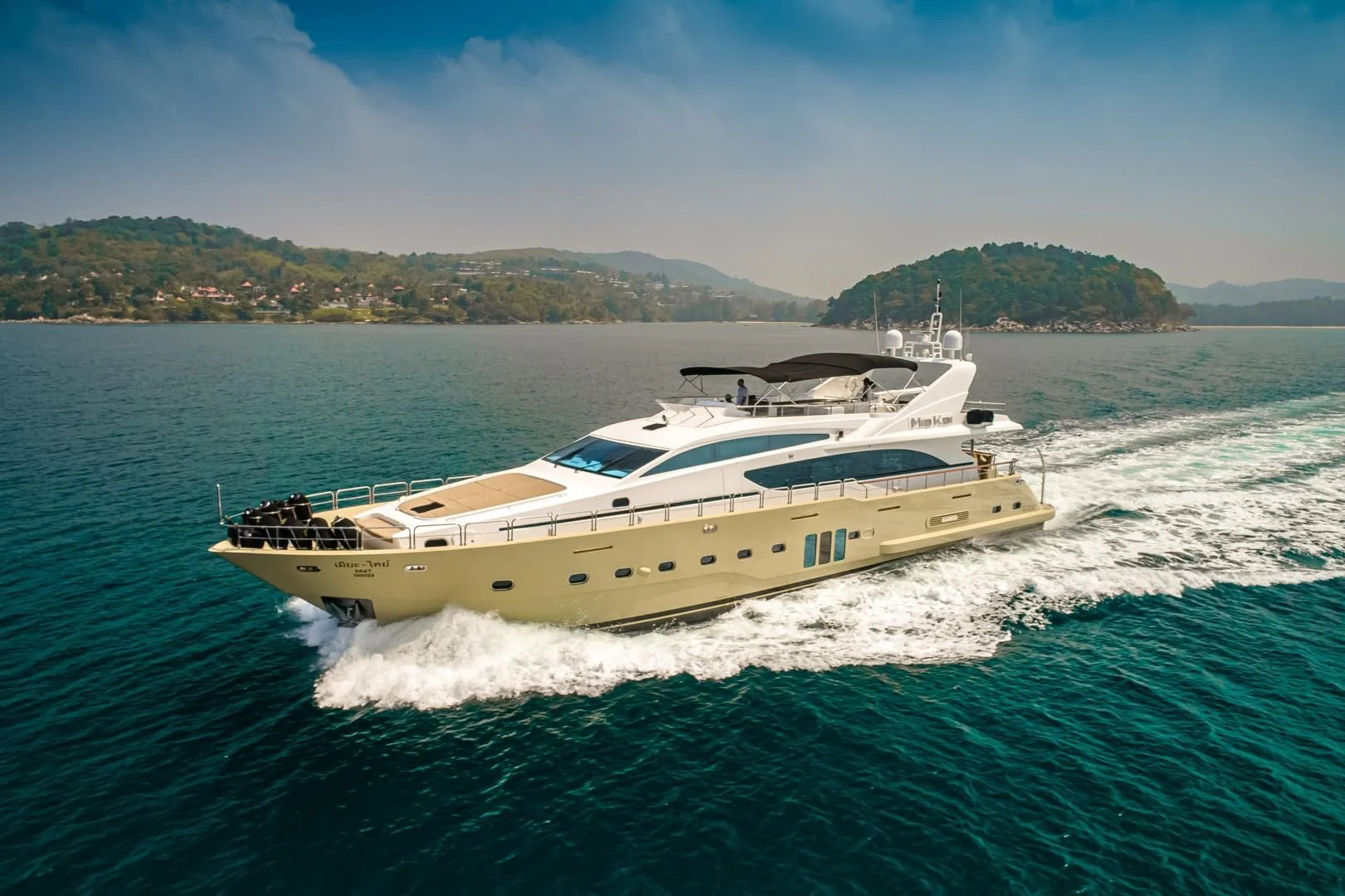 a boat on the water aboard MIA KAI Yacht for Charter