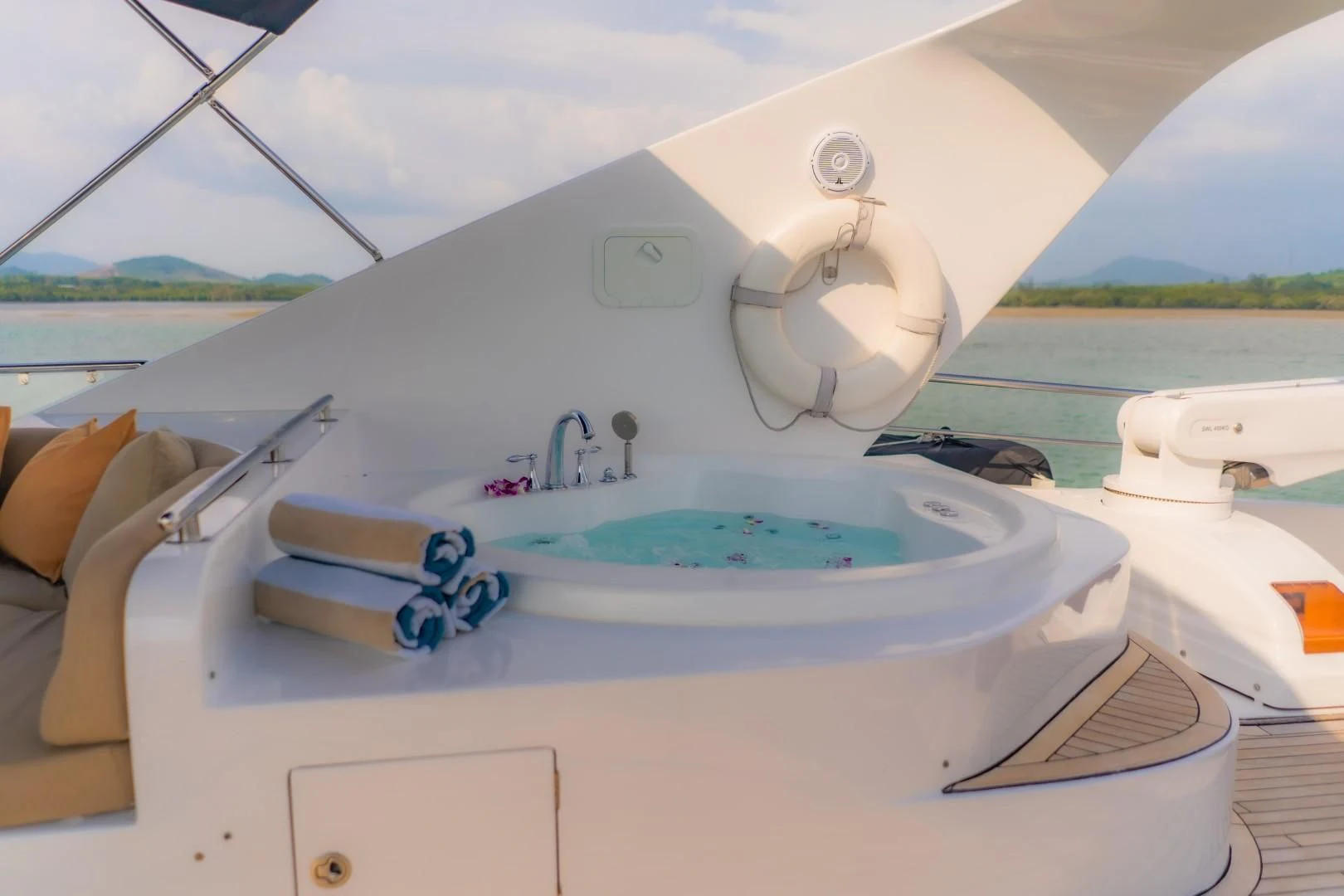 a boat with a sink and a faucet aboard MIA KAI Yacht for Charter