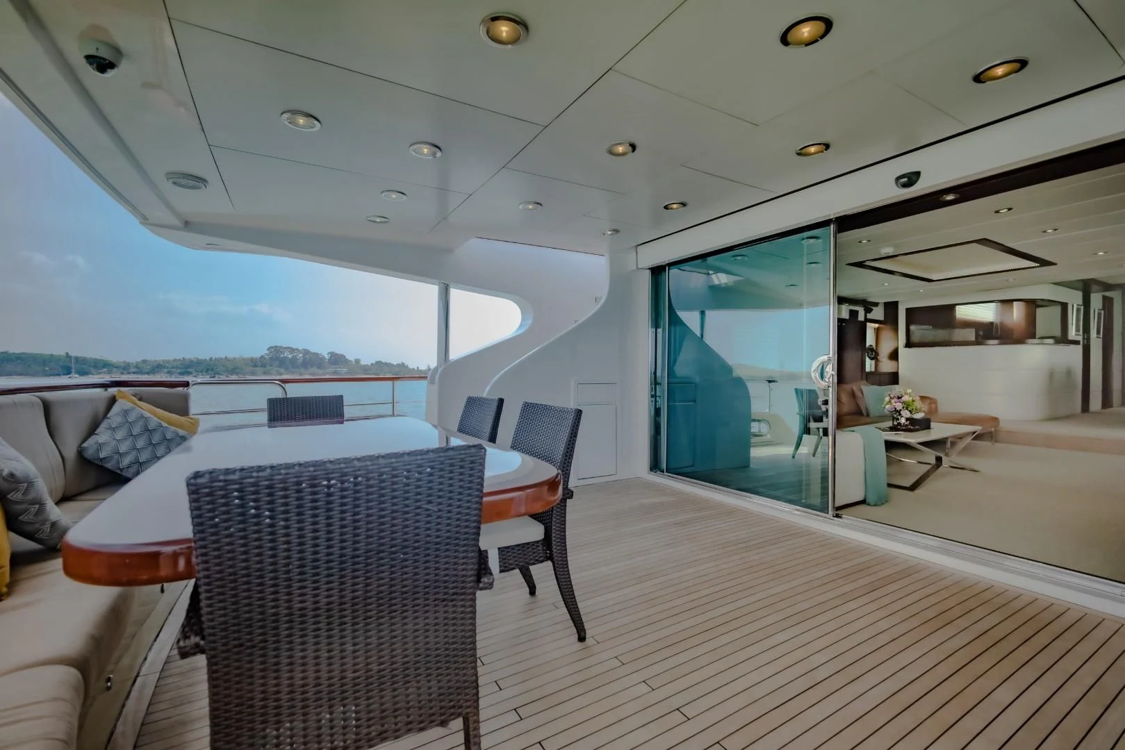 inside of a boat aboard MIA KAI Yacht for Charter
