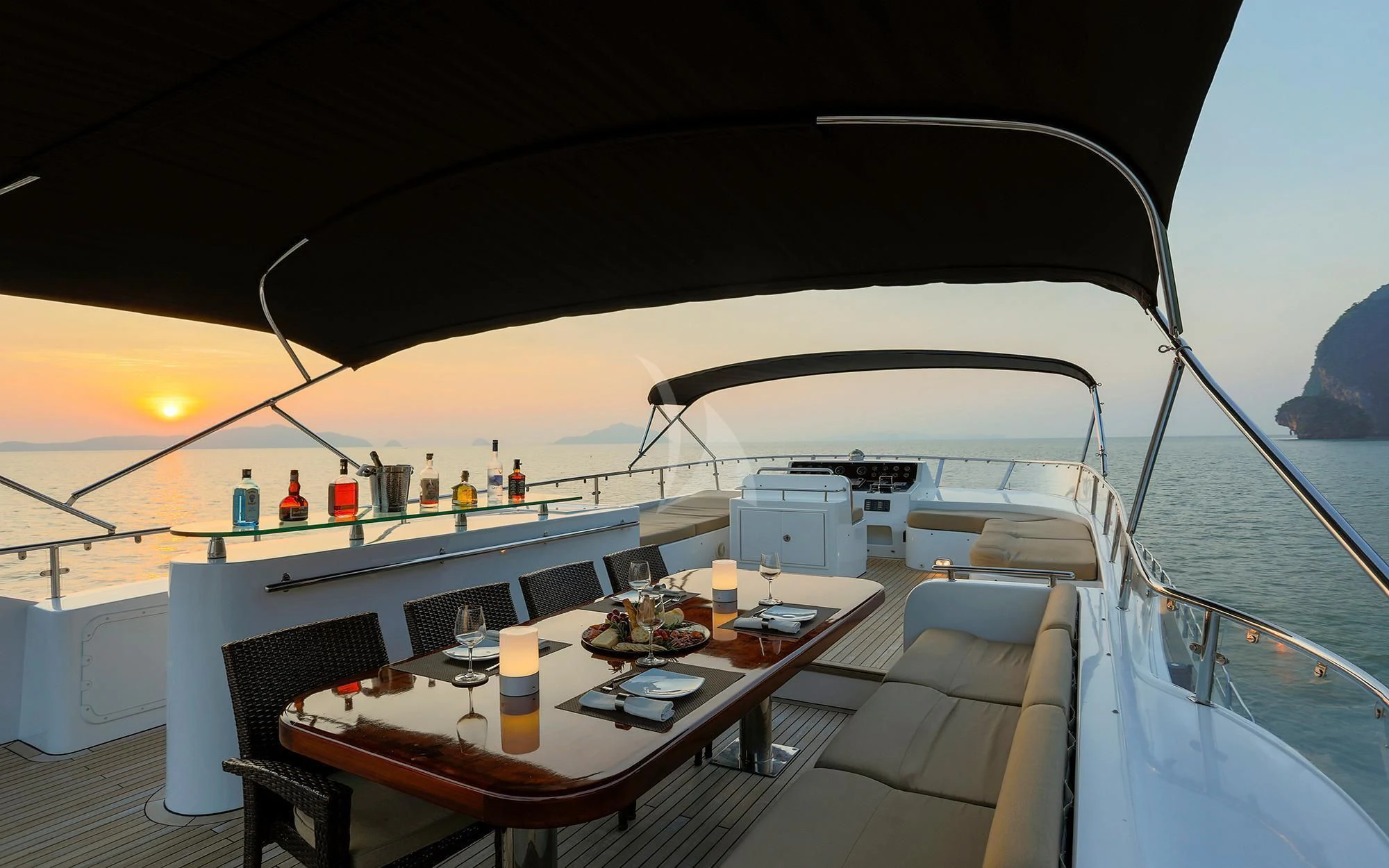 a boat on the water aboard MIA KAI Yacht for Charter
