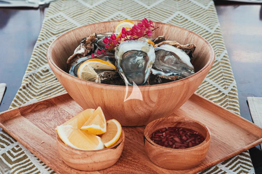 a bowl of food aboard MIA KAI Yacht for Charter