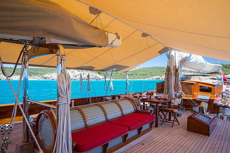 a boat on a water body aboard ADELA Yacht for Sale