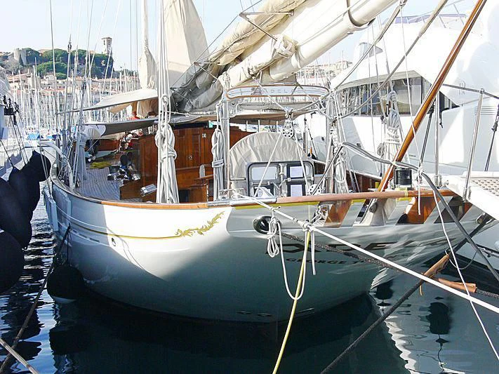 a group of boats are parked in a harbor aboard ADELA Yacht for Sale