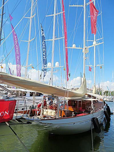 a boat with flags on it aboard ADELA Yacht for Sale