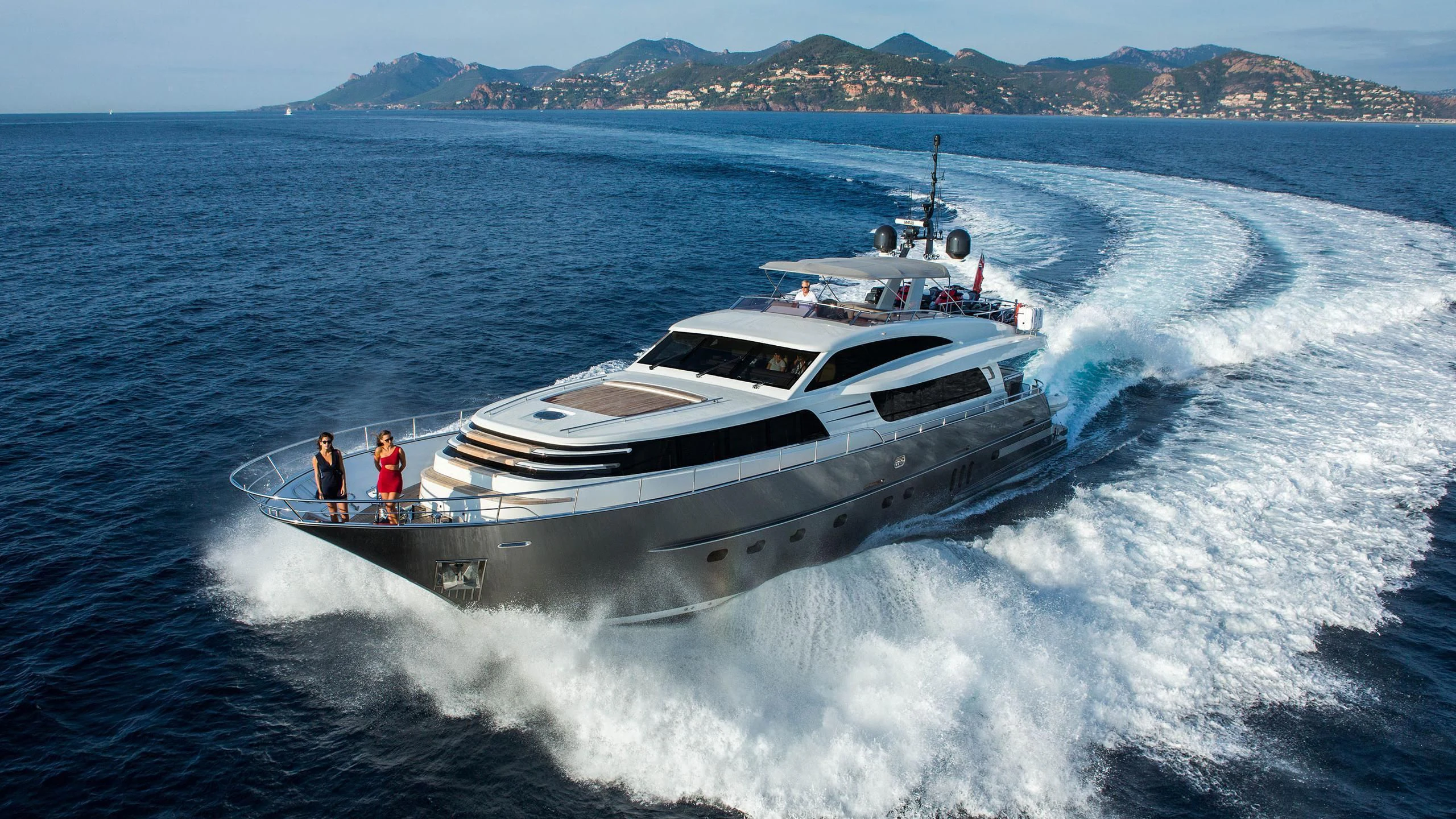 a boat on the water aboard O NOSO UNO Yacht for Sale