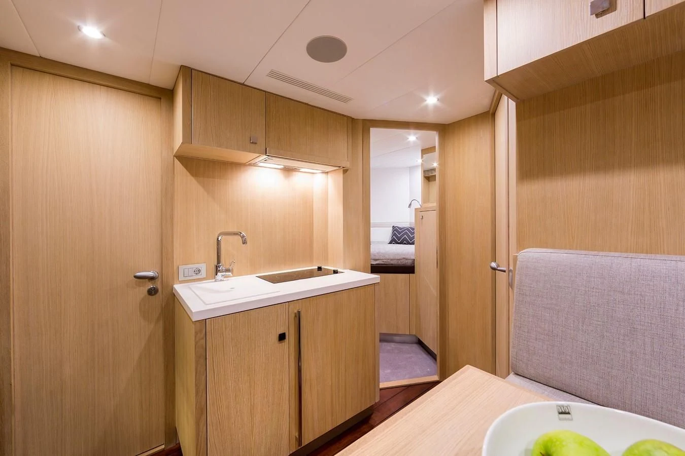 a bathroom with a sink and a shower aboard O NOSO UNO Yacht for Sale