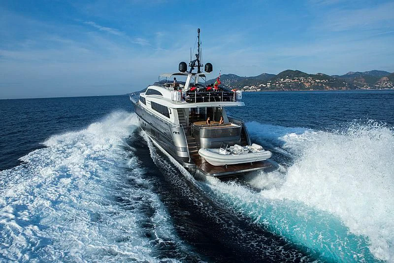 a boat on the water aboard O NOSO UNO Yacht for Sale