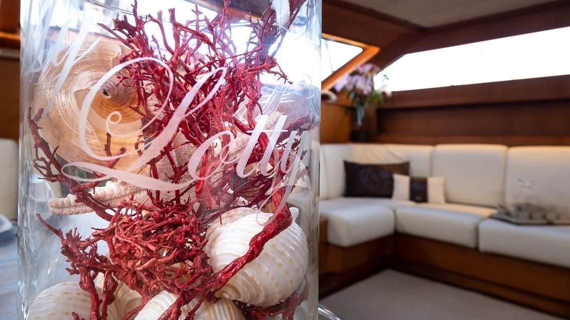 a christmas tree with lights aboard LOTTY Yacht for Sale