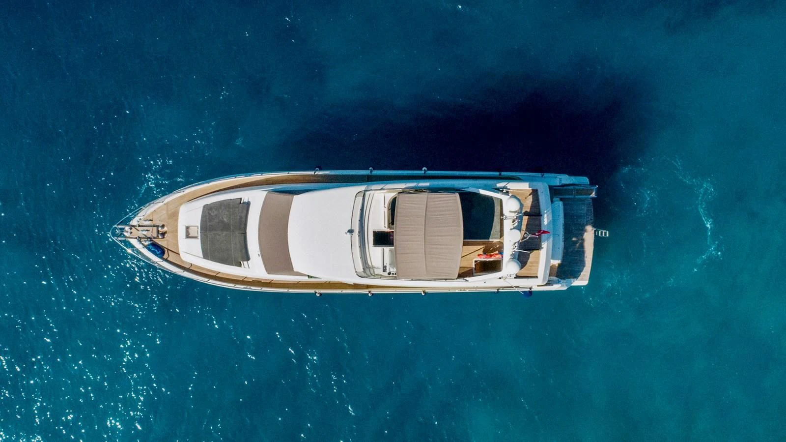 a high angle view of a boat aboard FERRETTI Yacht for Sale