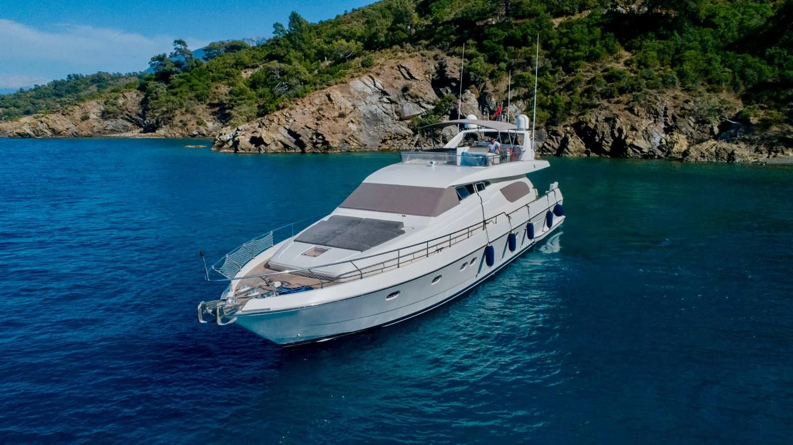 a boat on the water aboard FERRETTI Yacht for Sale