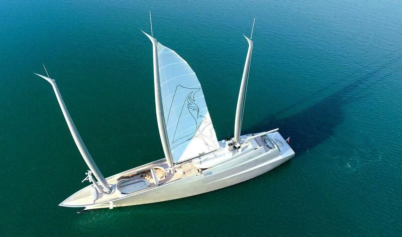 a white boat in the water aboard SAILING YACHT A Yacht for Sale