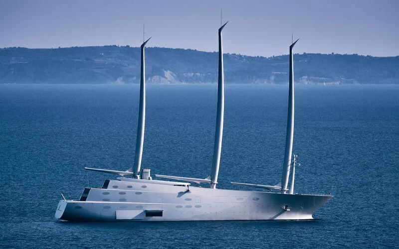 a white boat in the water aboard SAILING YACHT A Yacht for Sale