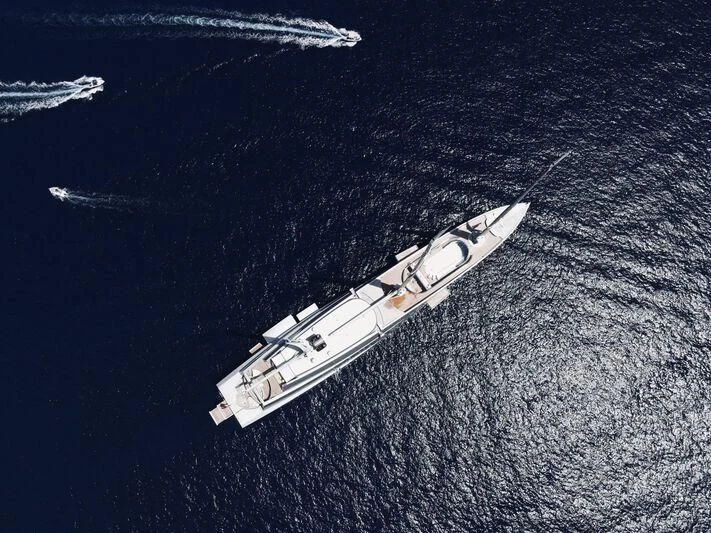 a space shuttle above the ocean aboard SAILING YACHT A Yacht for Sale