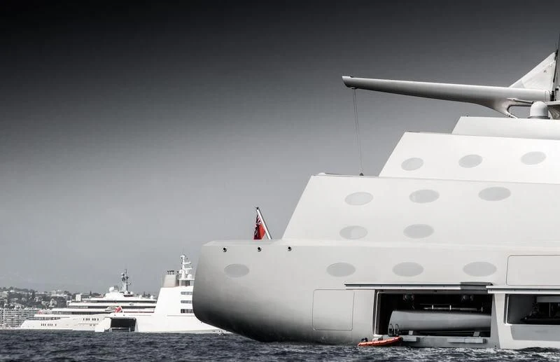 a large space shuttle on a runway aboard SAILING YACHT A Yacht for Sale