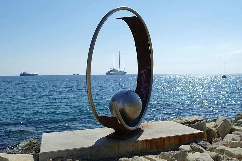 a large metal object by the water aboard SAILING YACHT A Yacht for Sale