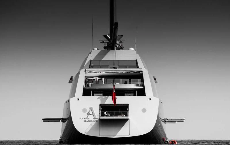 a space shuttle in the air aboard SAILING YACHT A Yacht for Sale