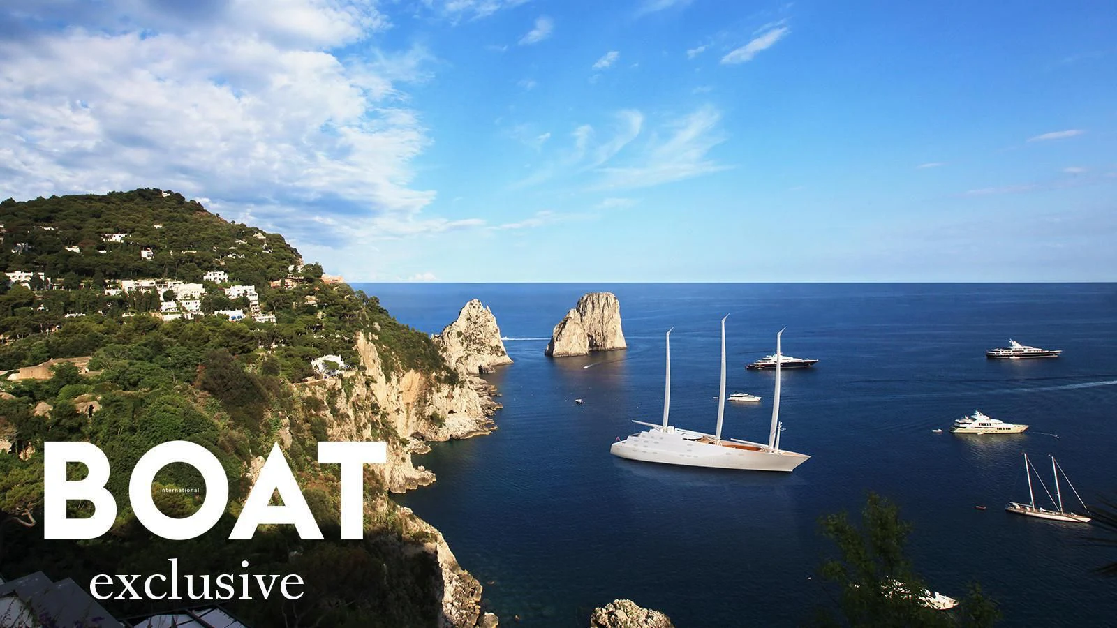 a body of water with boats and a sign on it aboard SAILING YACHT A Yacht for Sale