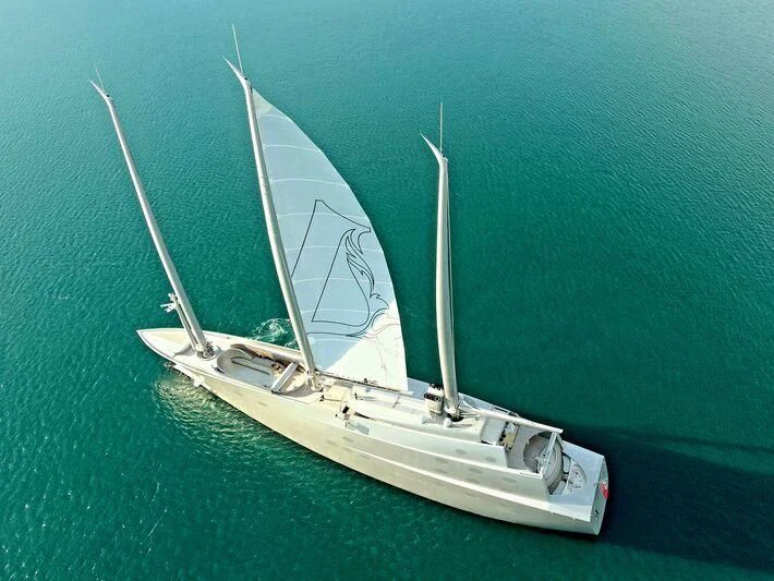a white boat on the water aboard SAILING YACHT A Yacht for Sale