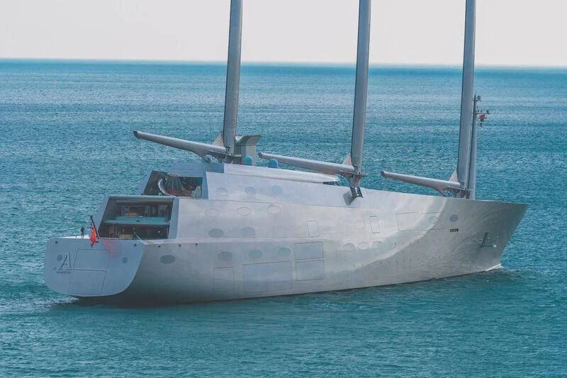 a white boat in the water aboard SAILING YACHT A Yacht for Sale