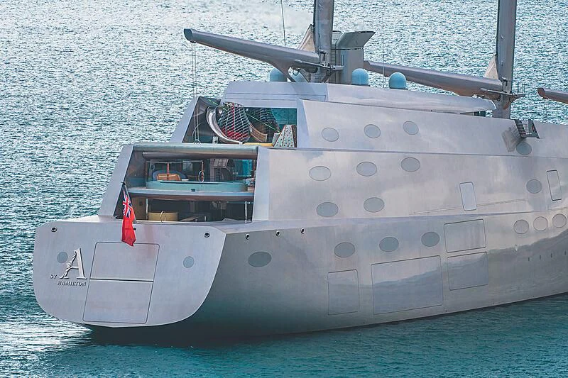 a large white boat aboard SAILING YACHT A Yacht for Sale
