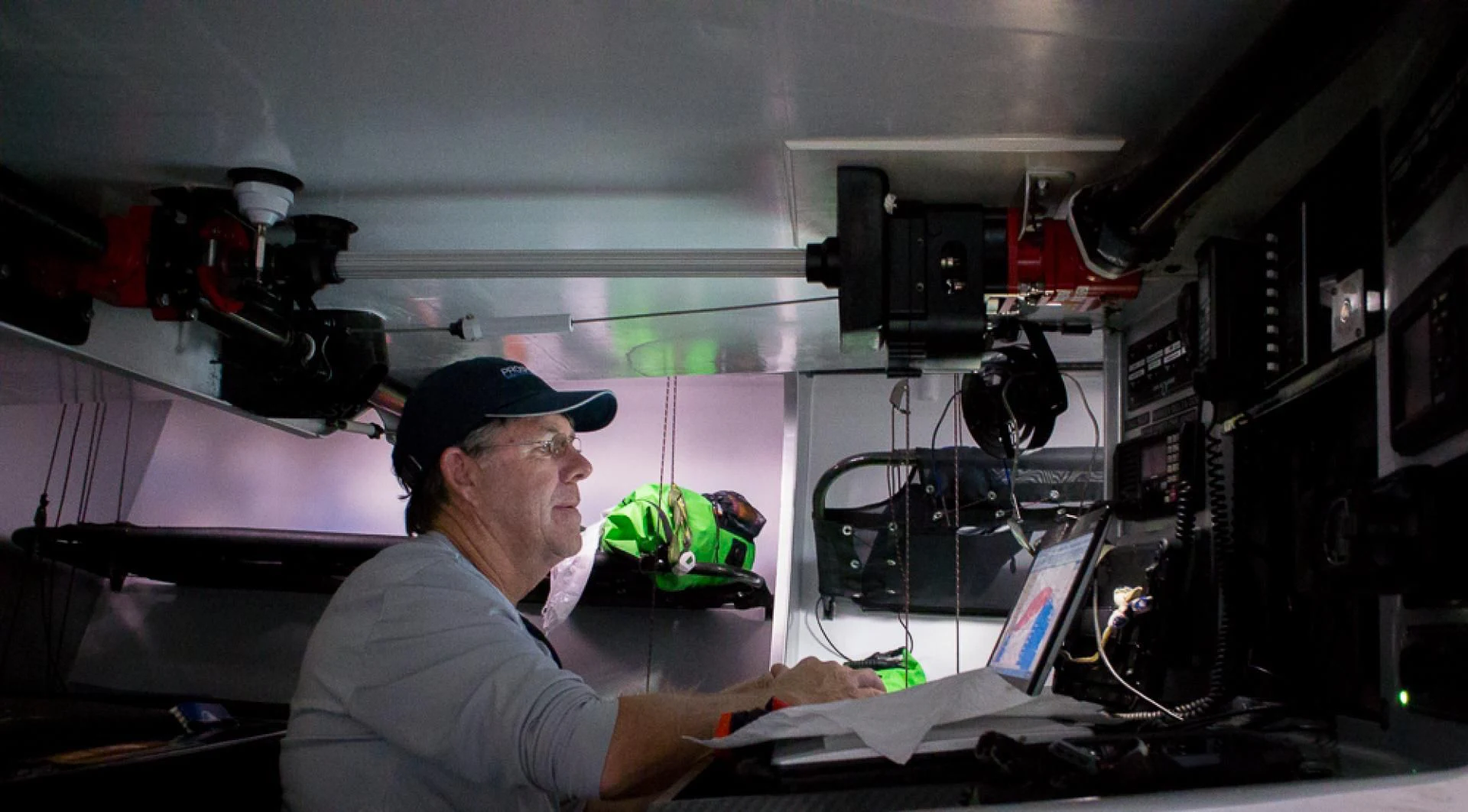 a man working in a factory aboard PROSPECTOR Yacht for Sale