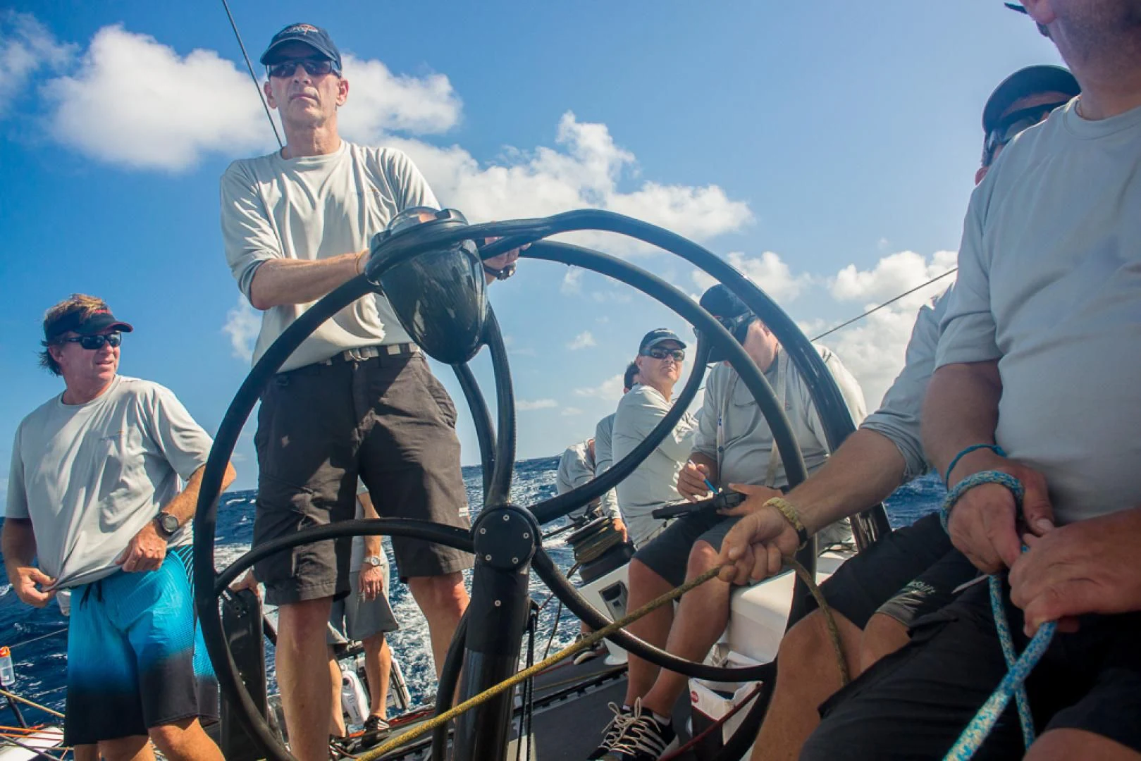 a group of men on a bicycle aboard PROSPECTOR Yacht for Sale