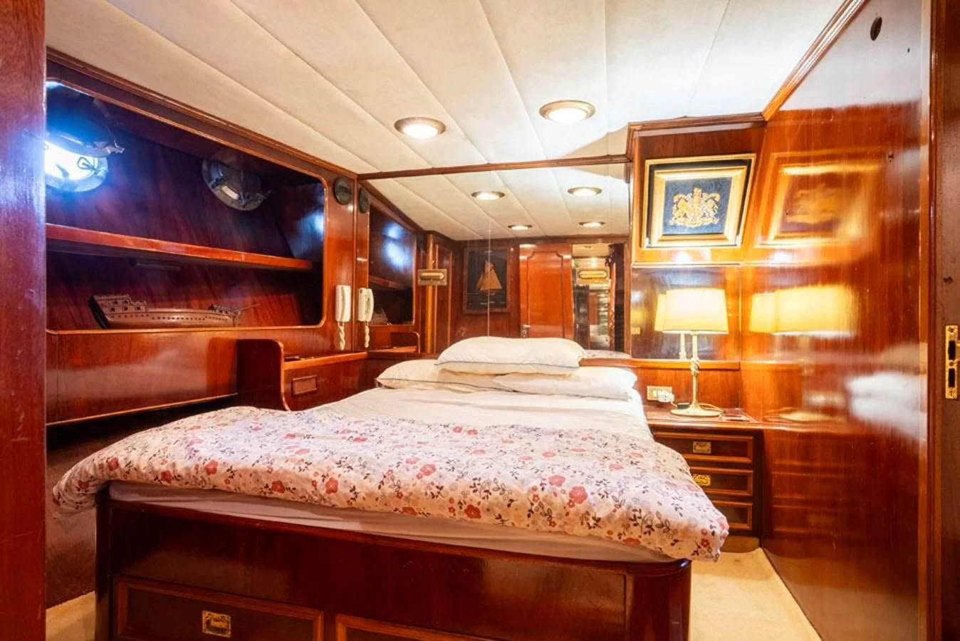 a room with two beds aboard MAXIME Yacht for Sale