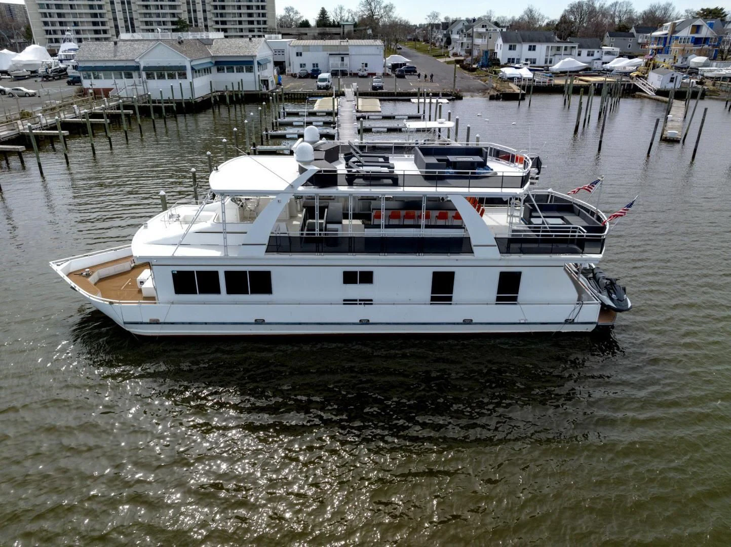 a boat in a harbor aboard KNOT TIDE DOWN Yacht for Sale