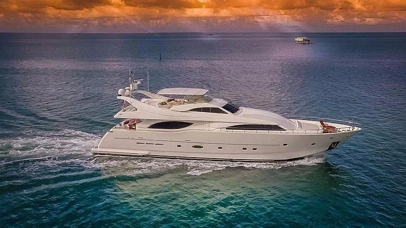 a white yacht in the ocean aboard NOAH'S Yacht for Sale