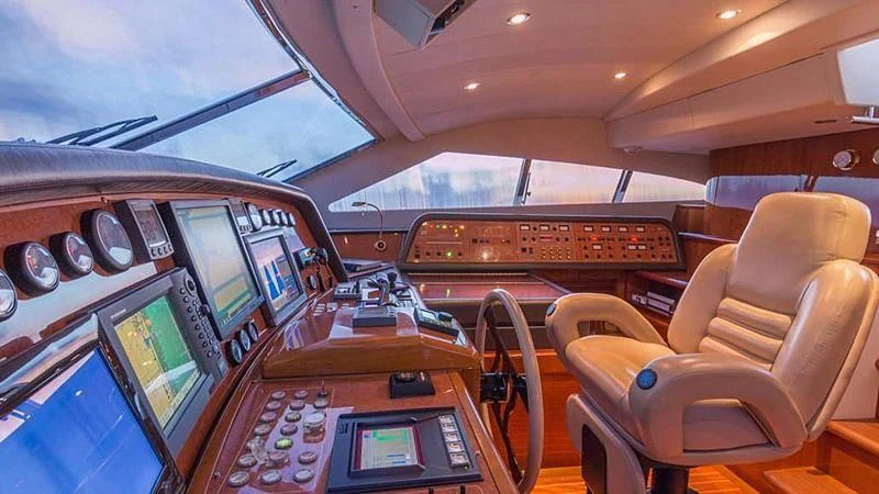inside of a cockpit aboard NOAH'S Yacht for Sale