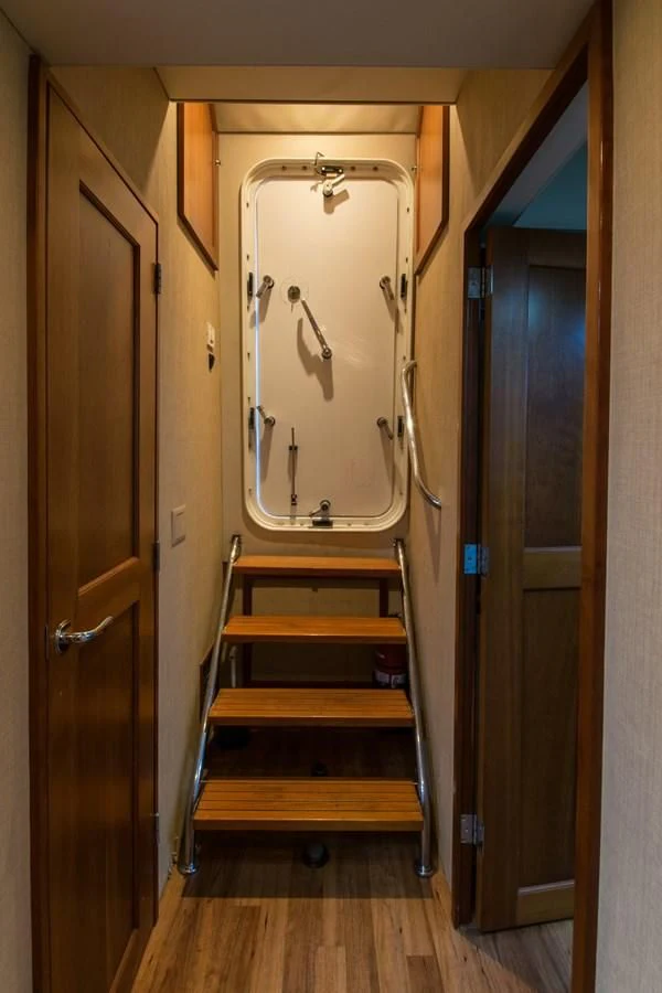a closet with a mirror aboard LIFE'S A JOURNEY Yacht for Sale
