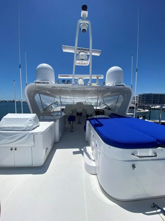 a row of white satellite dishes aboard LIFE'S A JOURNEY Yacht for Sale
