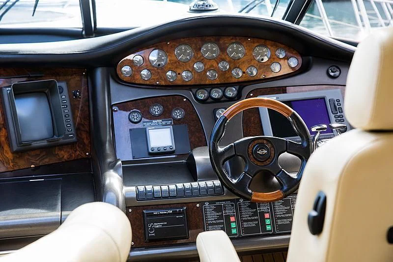 the inside of a car aboard OSCAR Yacht for Sale