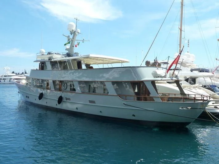 a large white boat in the water aboard JURA II Yacht for Sale