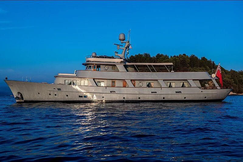 a large boat in the water aboard JURA II Yacht for Sale