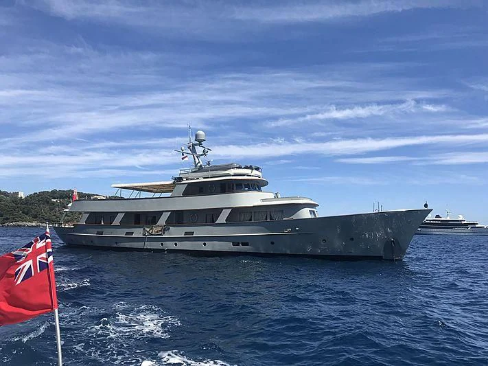 a large ship in the water aboard JURA II Yacht for Sale
